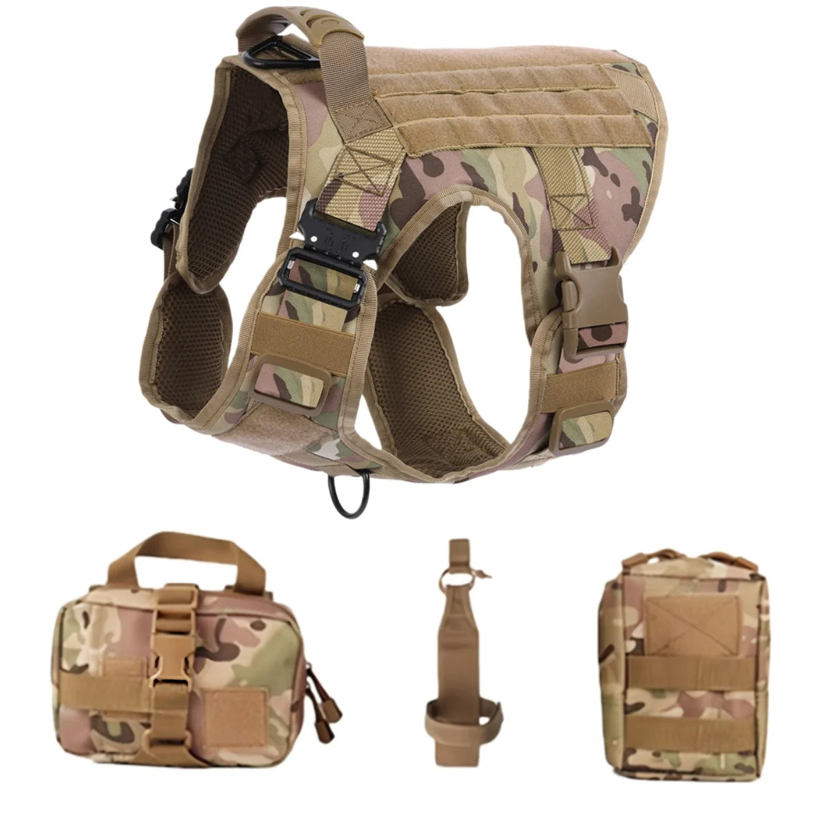 Tactical Dog Harness – Heavy-Duty Adjustable No-Pull Service Vest with Control Handle for Training, Hunting & Walking Large Breed Dogs