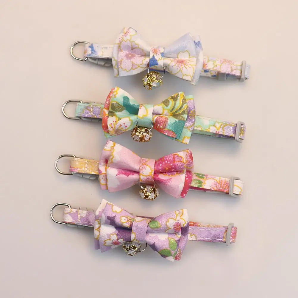 Plaid Bow Cat Collar with Bell – Adjustable Safety Collar for Kittens, Cats & Puppies