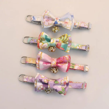 Plaid Bow Cat Collar with Bell – Adjustable Safety Collar for Kittens, Cats & Puppies