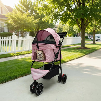 Foldable Pet Stroller – Portable Travel Stroller for Small Dogs, Puppies & Cats