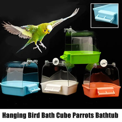 Clear Hanging Bird Bath for Cages – Transparent Bathtub for Parakeets, Budgies, Canaries & Cockatiels