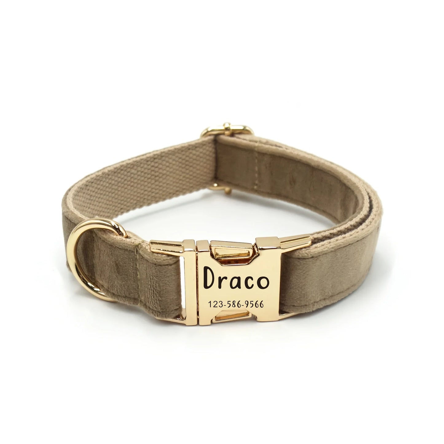 Custom Engraved Velvet Dog Collar – Personalized Name & Phone Number ID Collar