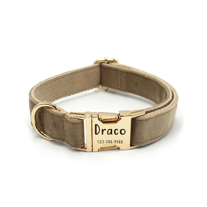 Custom Engraved Velvet Dog Collar – Personalized Name & Phone Number ID Collar