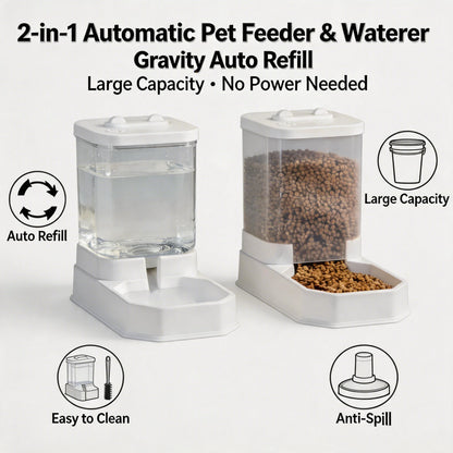 4L Automatic Pet Feeder & Water Dispenser Set – BPA-Free Non-Electric Gravity Food Station for Cats & Dogs