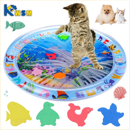 Pet Water Sensory Play Mat – Thickened Interactive Cooling Activity Pad for Cats & Dogs, Summer Indoor Play Toy