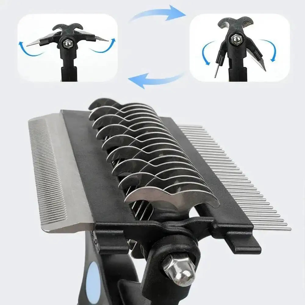 3-in-1 Pet De-shedding Brush – Dog & Cat Hair Remover, Detangling Comb and Fur Grooming Tool