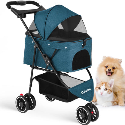 Foldable Pet Stroller – Portable Travel Stroller for Small Dogs, Puppies & Cats