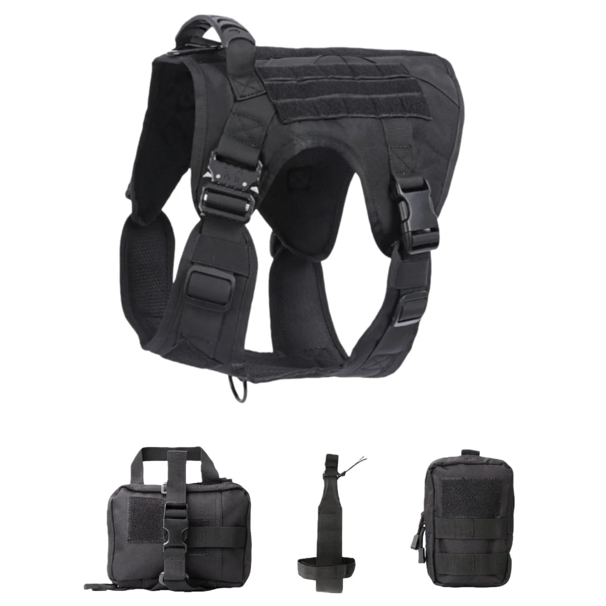 Tactical Dog Harness – Heavy-Duty Adjustable No-Pull Service Vest with Control Handle for Training, Hunting & Walking Large Breed Dogs
