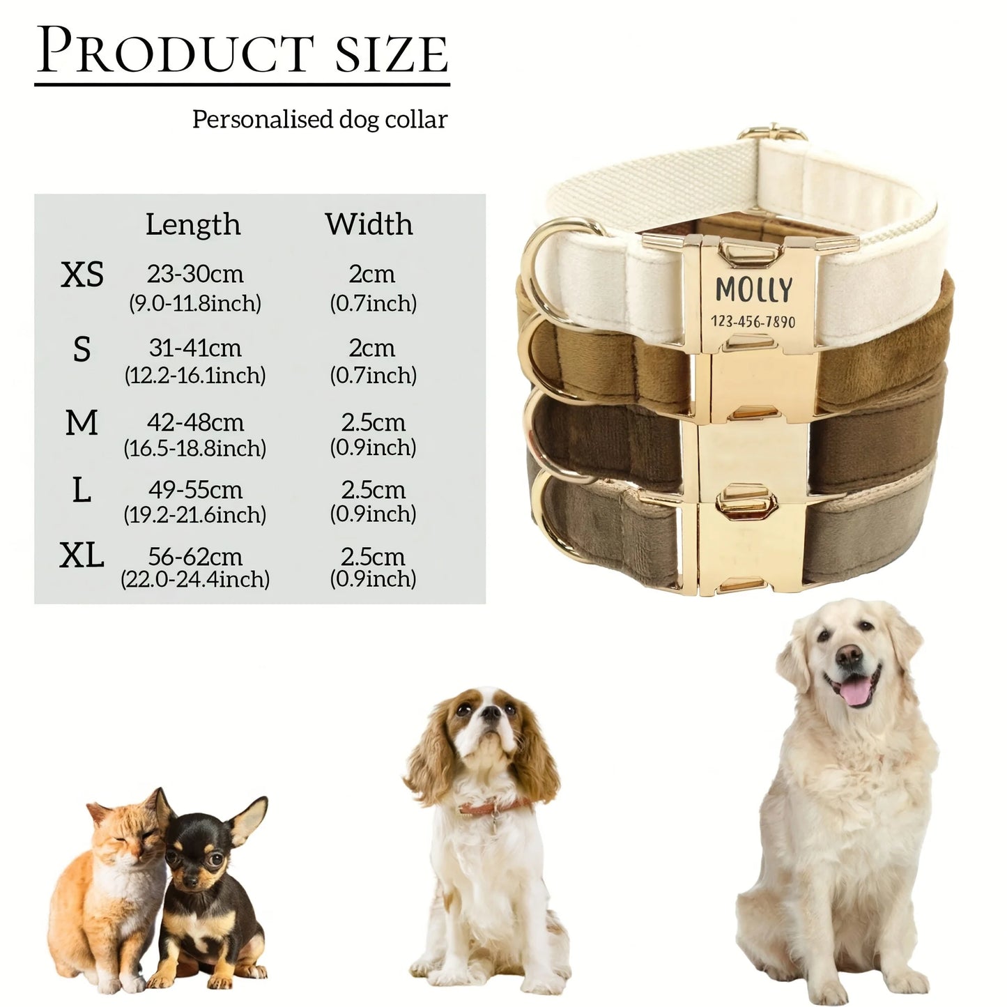 Custom Engraved Velvet Dog Collar – Personalized Name & Phone Number ID Collar