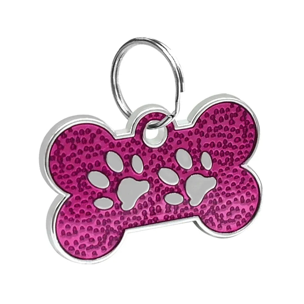 Custom Engraved Paw Print Pet ID Tag – Bling Name Tag for Dogs, Cats & Kittens