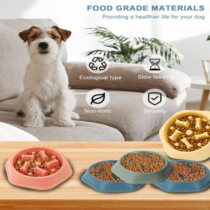 Slow Feeder Dog & Cat Bowl – Non-Slip Slow Eating Food Dish, Choke-Resistant PP Bowl for Small Dogs & Cats