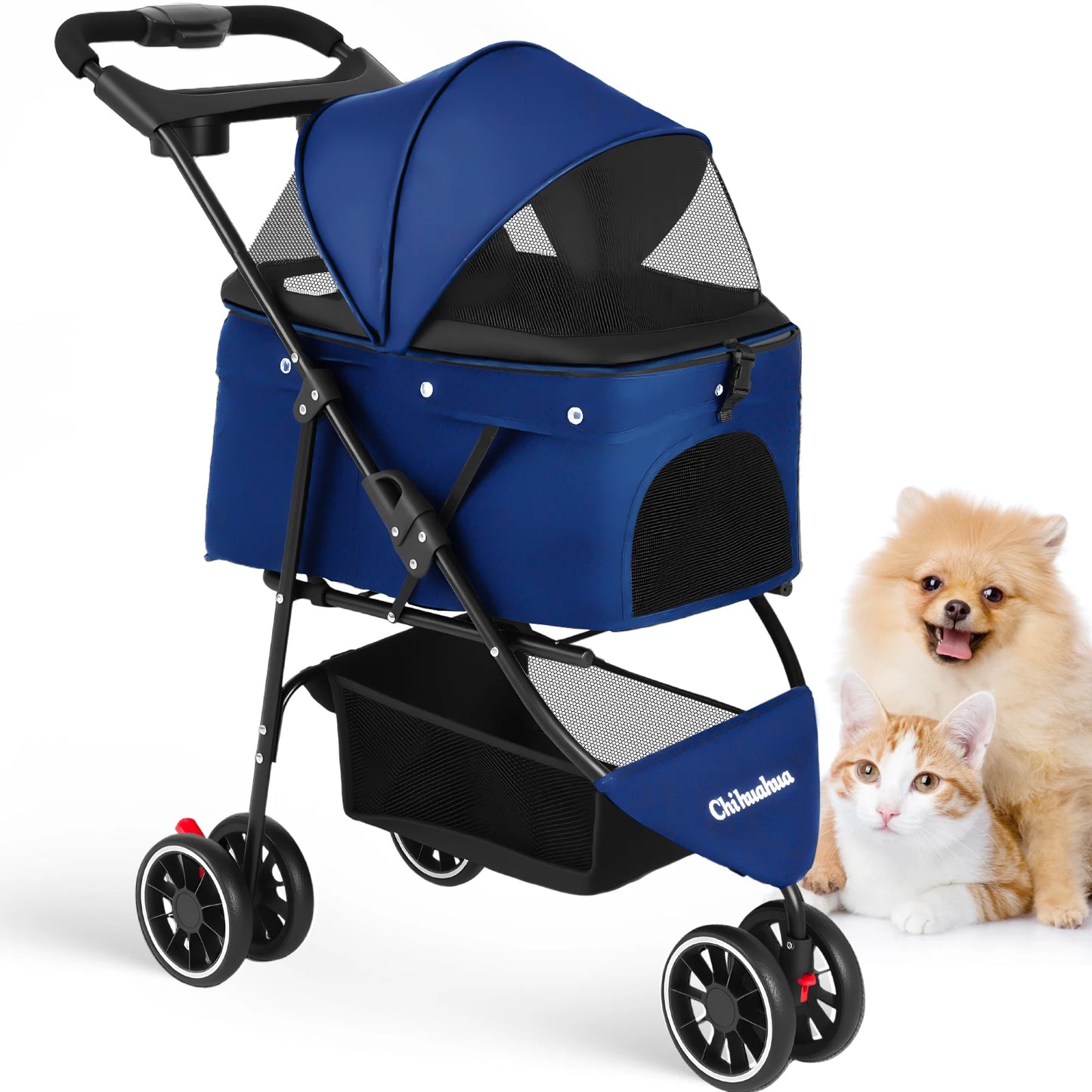 Foldable Pet Stroller – Portable Travel Stroller for Small Dogs, Puppies & Cats