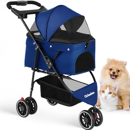Foldable Pet Stroller – Portable Travel Stroller for Small Dogs, Puppies & Cats