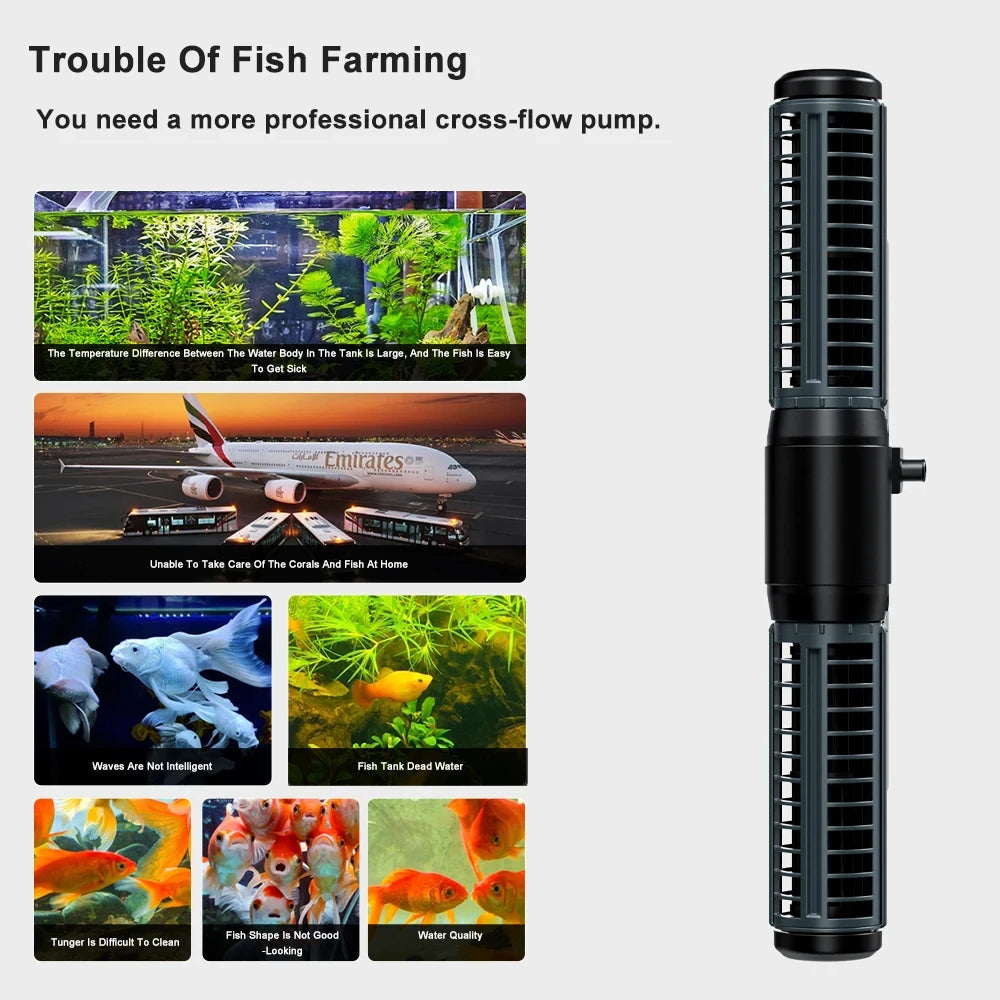 Jebao Jecod DCW Series Bluetooth Cross-Flow Aquarium Pump – App-Controlled DC Water Circulation Pump for Marine & Freshwater Fish Tanks