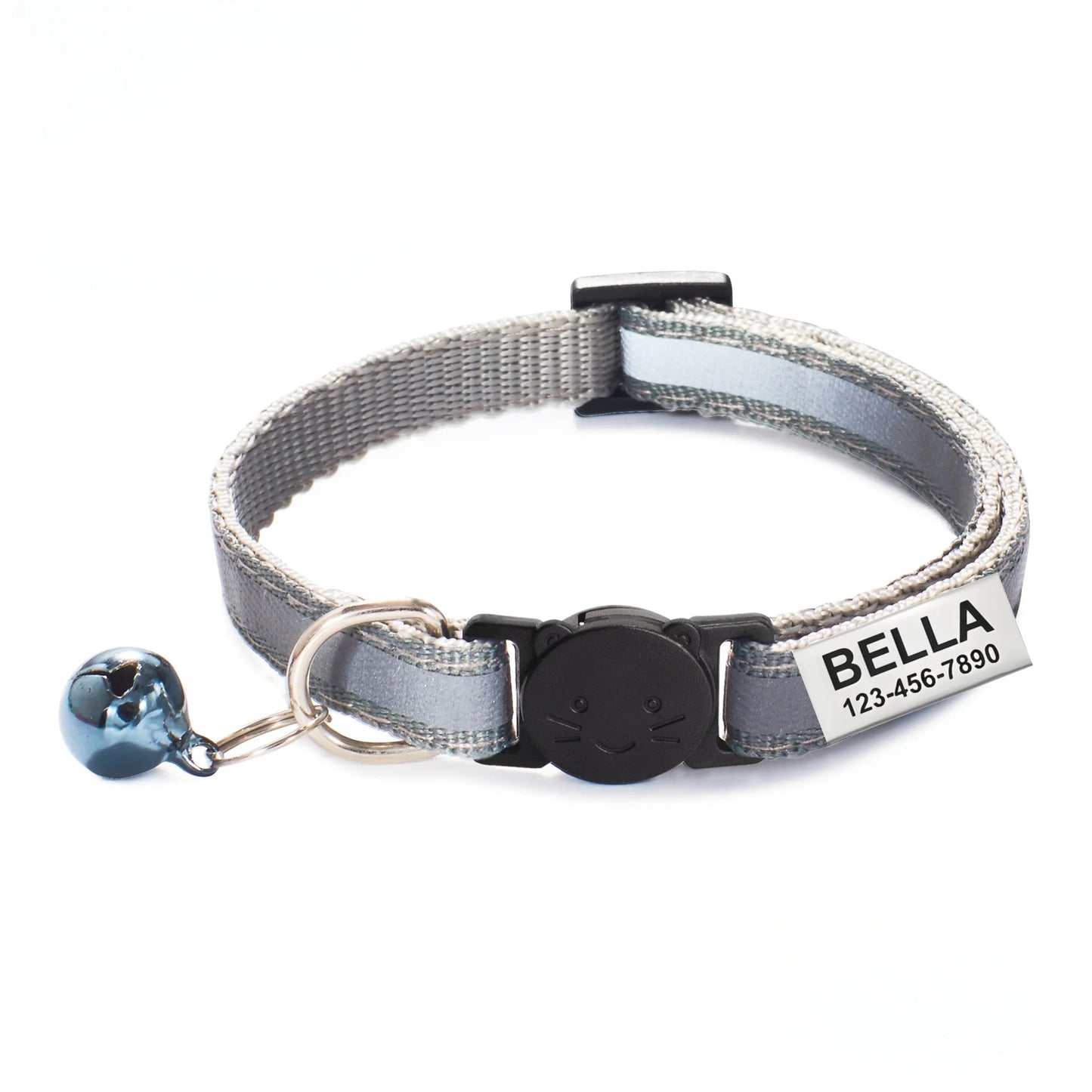13 Colors Custom Engraved Reflective Cat Collar with Safety Buckle & Bell, Adjustable Personalized Pet Collar for Small Cats