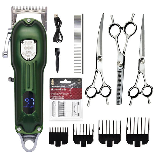 Professional All-Metal Dog Hair Clipper – Rechargeable Low-Noise Pet Grooming Trimmer for Dogs & Cats