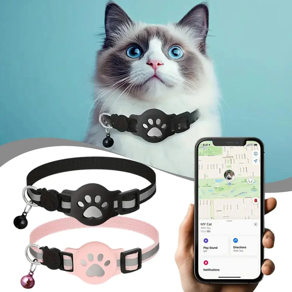 GPS Cat Tracker Collar – Real-Time Bluetooth Pet Tracking Device with Waterproof Reflective Strap & Anti-Lost Alarm for Cats