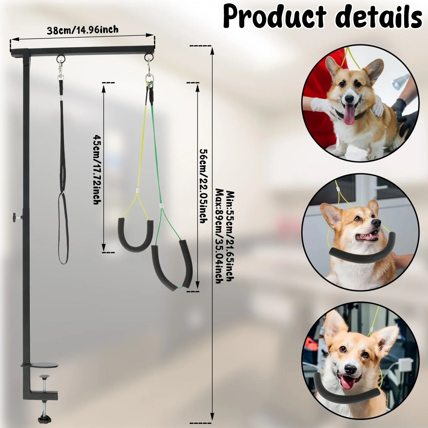 Adjustable Dog Grooming Table Arm with Clamp – Iron Pet Grooming Stand for Haircuts, Trimming & Nail Clipping