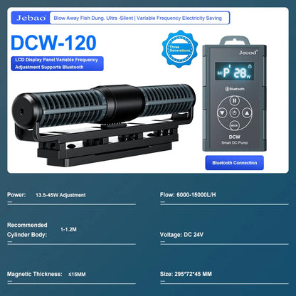 Jebao Jecod DCW Series Bluetooth Cross-Flow Aquarium Pump – App-Controlled DC Water Circulation Pump for Marine & Freshwater Fish Tanks