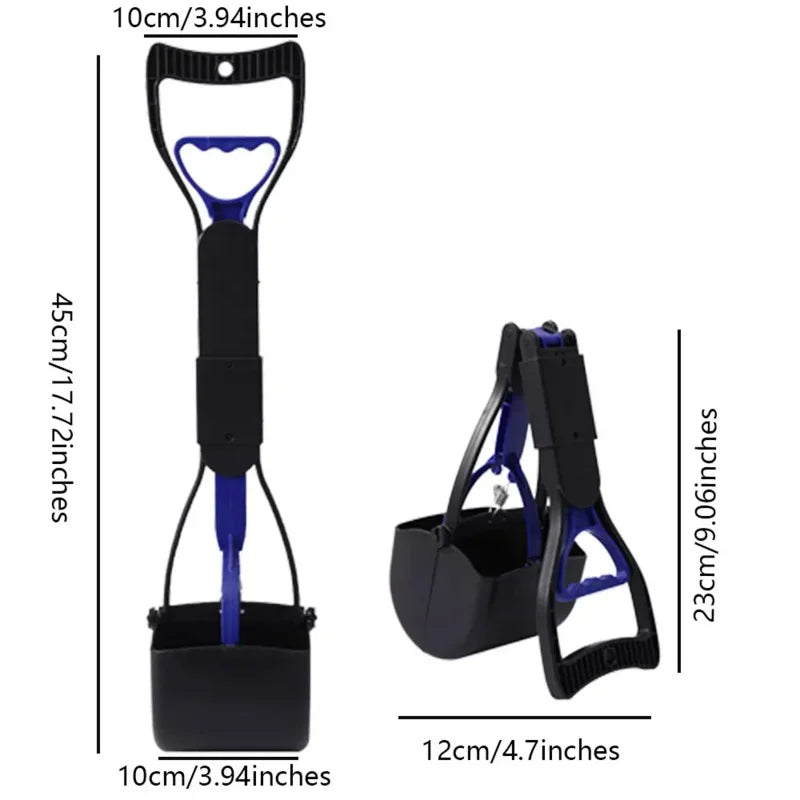 Dog Pooper Scooper – Long Handle Foldable Pet Waste Pickup Tool with Jaw Scoop for Outdoor Cleanup