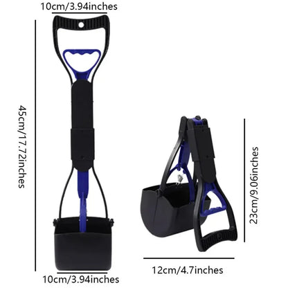 Dog Pooper Scooper – Long Handle Foldable Pet Waste Pickup Tool with Jaw Scoop for Outdoor Cleanup