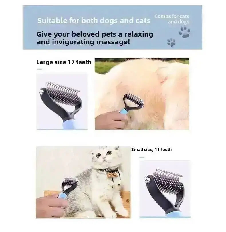 3-in-1 Pet De-shedding Brush – Dog & Cat Hair Remover, Detangling Comb and Fur Grooming Tool
