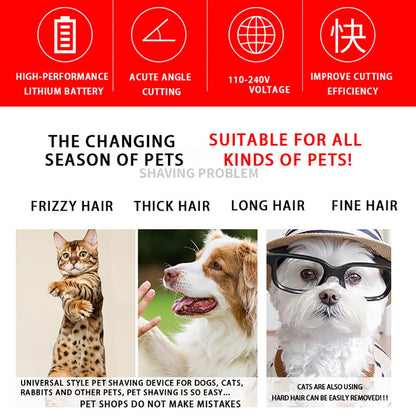 Cordless Pet Hair Clipper Set – Professional Rechargeable Grooming Trimmer & Shaver for Dogs, Cats & Rabbits