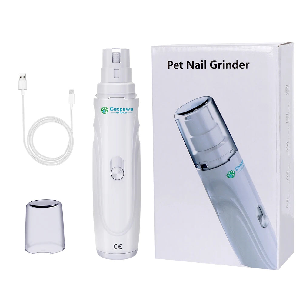 USB Rechargeable Dog Nail Grinder – Quiet 2-Speed Electric Pet Nail Trimmer for Dogs & Cats
