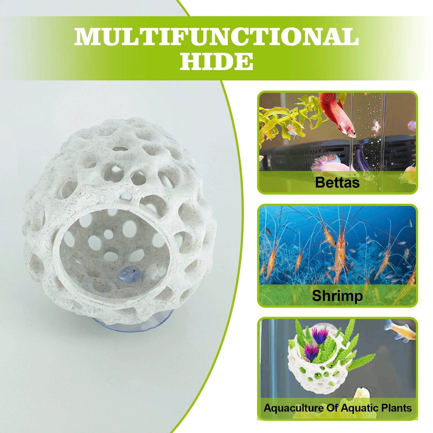 Aquarium Shrimp & Betta Fish Hideout – Suction Cup Hiding Shelter for Small Fish, Guppies & Shrimp