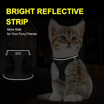 Breathable Mesh Pet Harness and Leash Set – Adjustable Reflective Vest for Dogs & Cats
