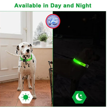 USB Rechargeable LED Glowing Dog Collar – Adjustable Light-Up Safety Collar for Small & Large Dogs and Cats