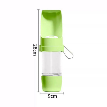Portable Pet Water & Food Bottle – 2-in-1 Travel Feeder for Dogs & Cats with Storage Container