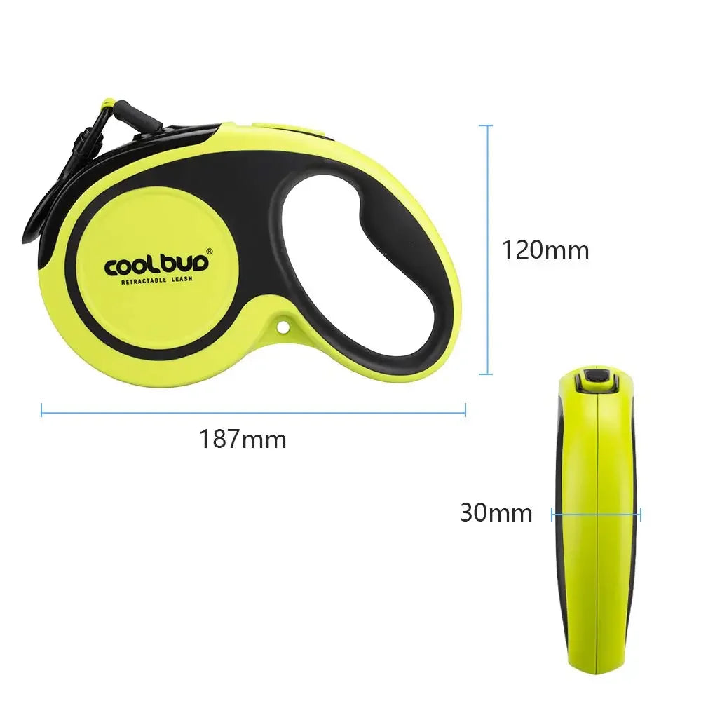 5M Automatic Retractable Dog Leash – Reflective Nylon Pet Walking Lead with Smooth Extension for Small, Medium & Large Dogs