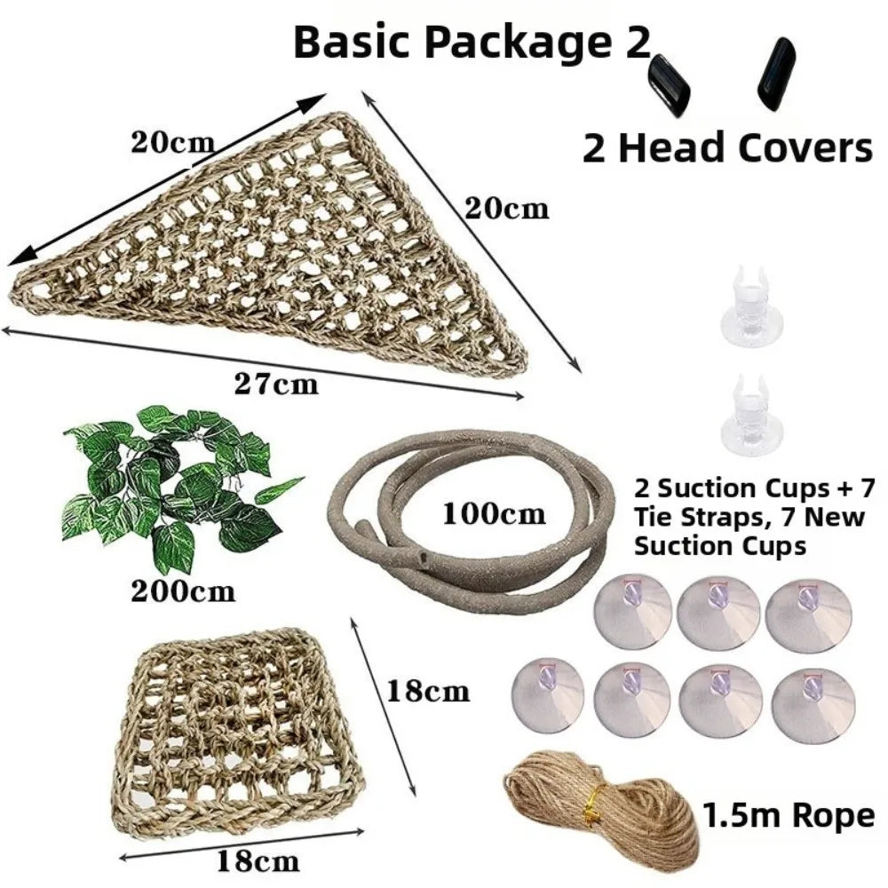 Rattan Reptile Vines Set – Climbing Vines with Suction Cups & Artificial Plants for Lizard, Gecko & Chameleon Terrariums