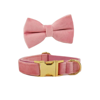 Custom Engraved Velvet Dog Collar and Leash Set – Personalized for Medium & Large Dogs