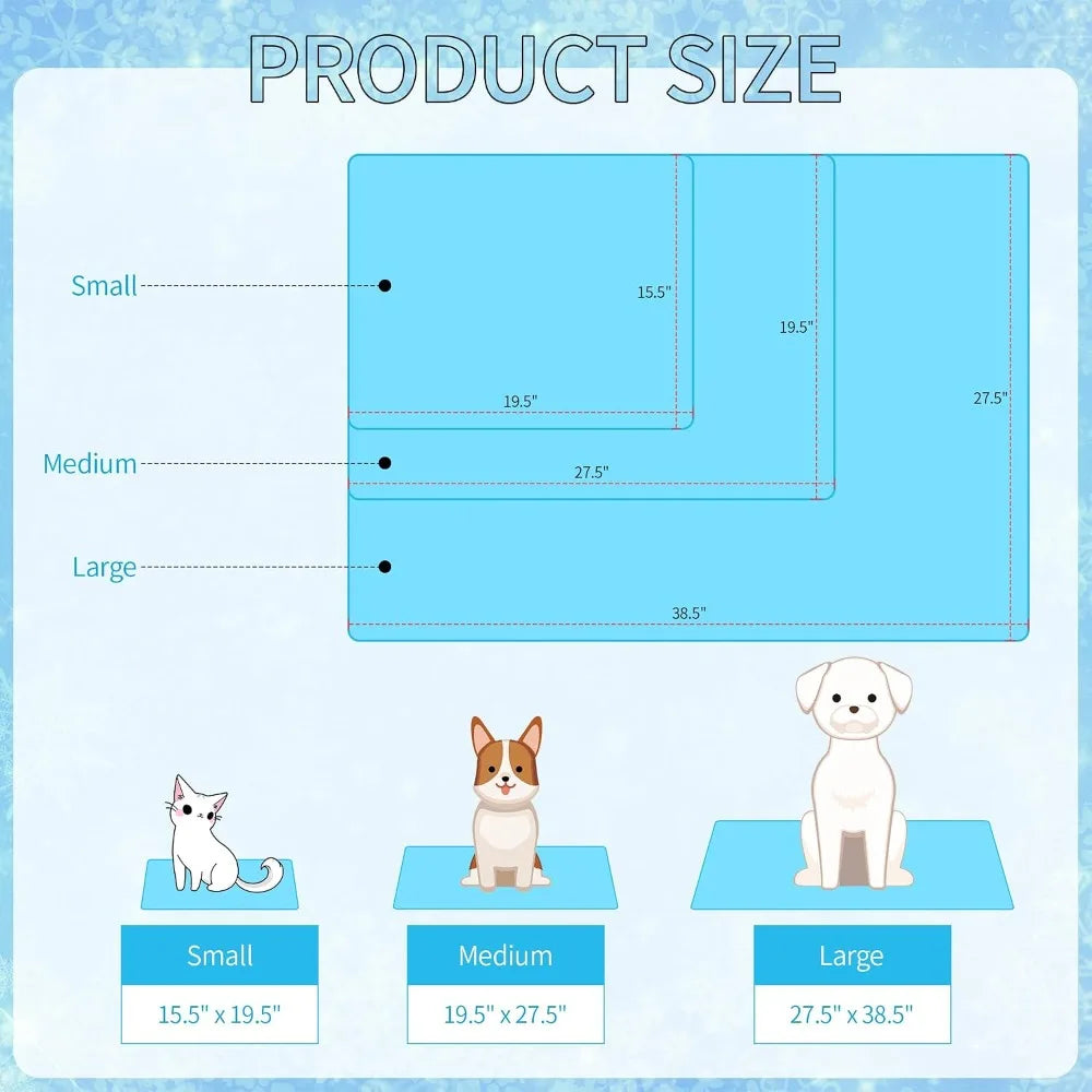 Summer Pet Cooling Mat – Blue Snowflake Cooling Cushion for Dogs, Cats & Kids, Comfortable Heat Relief Pad