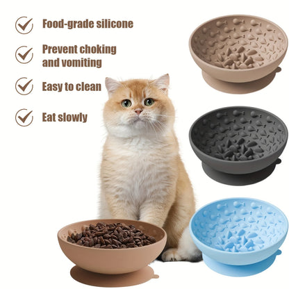 Soft Silicone Slow Feeder Pet Bowl – Non-Slip Anti-Choking Food Bowl with Neck Protection for Dogs, Puppies & Cats