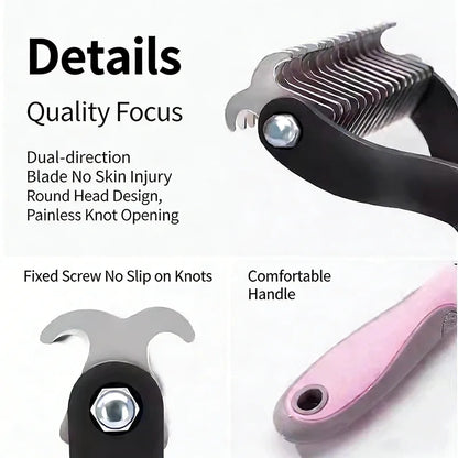 Dematting Comb Deshedding Brush Pet Grooming Tool For Cats Dogs Remove Loose Fur Tangles Pro Hair Care Grooming Accessory