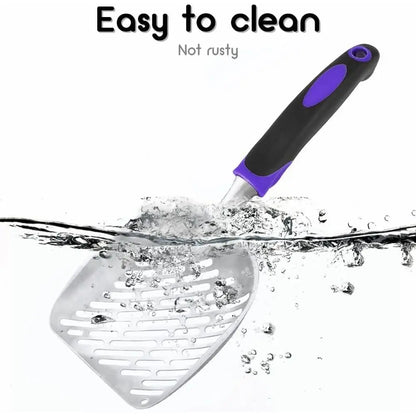 Metal Cat Litter Scoop – Long Handle Mesh Scooper for Fast Waste Removal and Easy Litter Box Cleaning