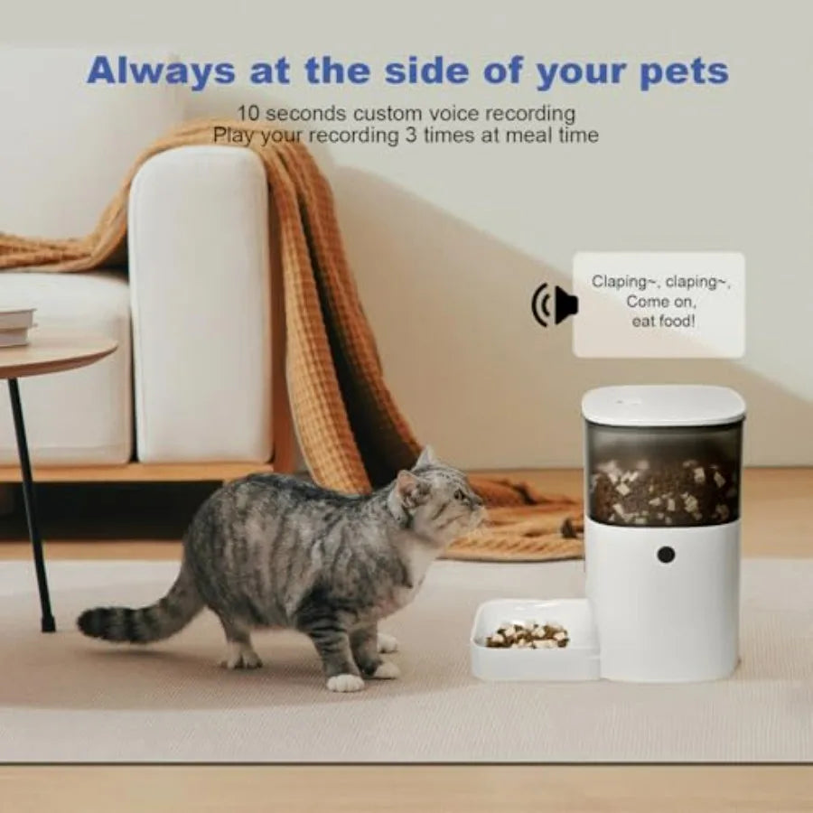 4L Automatic Pet Feeder – Timed Food Dispenser with 10-Second Voice Recorder, Up to 8 Meals Per Day for Cats & Dogs
