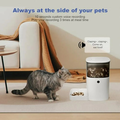 4L Automatic Pet Feeder – Timed Food Dispenser with 10-Second Voice Recorder, Up to 8 Meals Per Day for Cats & Dogs
