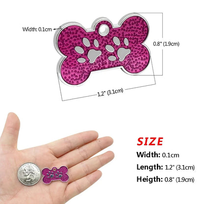 Custom Engraved Paw Print Pet ID Tag – Bling Name Tag for Dogs, Cats & Kittens