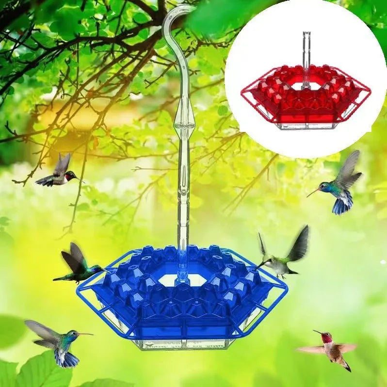 Red Hexagon Hummingbird Feeder with Hanging Hook – Outdoor Nectar Feeder for Garden Birds