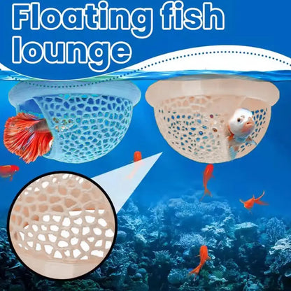 Aquarium Floating Cave Hideout – 3-in-1 Betta Fish & Shrimp Hammock, Feeding Ring & Resting Shelter