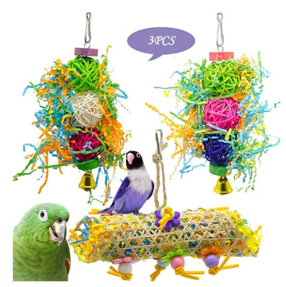 Parrot Toy Set – Interactive Bird Cage Toy Combination with Chewing, Climbing & Play Accessories for Parrots & Pet Birds
