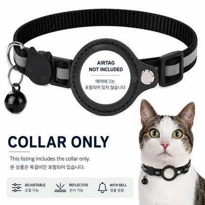 Cat AirTag Holder Collar – Breakaway Reflective Adjustable Kitten Collar with Waterproof AirTag Case & Safety Bell