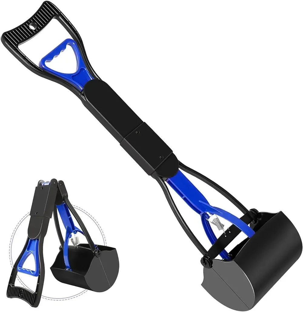 Dog Pooper Scooper – Long Handle Foldable Pet Waste Pickup Tool with Jaw Scoop for Outdoor Cleanup