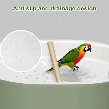 Circulating Water Automatic Bird Bathtub with Resting Stick Large-capacity Parrot Shower Comfort Bird Water Sprayer