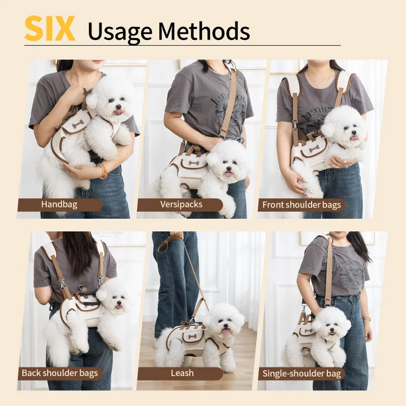 Portable Breathable Pet Carrier Backpack with Harness & Leash – Crossbody Travel Bag for Cats and Small Dogs