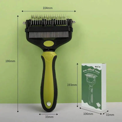 3-in-1 Pet De-shedding Brush – Dog & Cat Hair Remover, Detangling Comb and Fur Grooming Tool